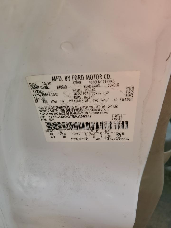 2011 Ford Escape VIN 1FMCU9DG7BKA69347 Copart auction photo, burn damage thumbnail 14