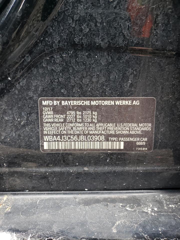 2018 BMW 4er VIN WBA4J3C56JBL03908 Copart auction photo, all over damage thumbnail 12