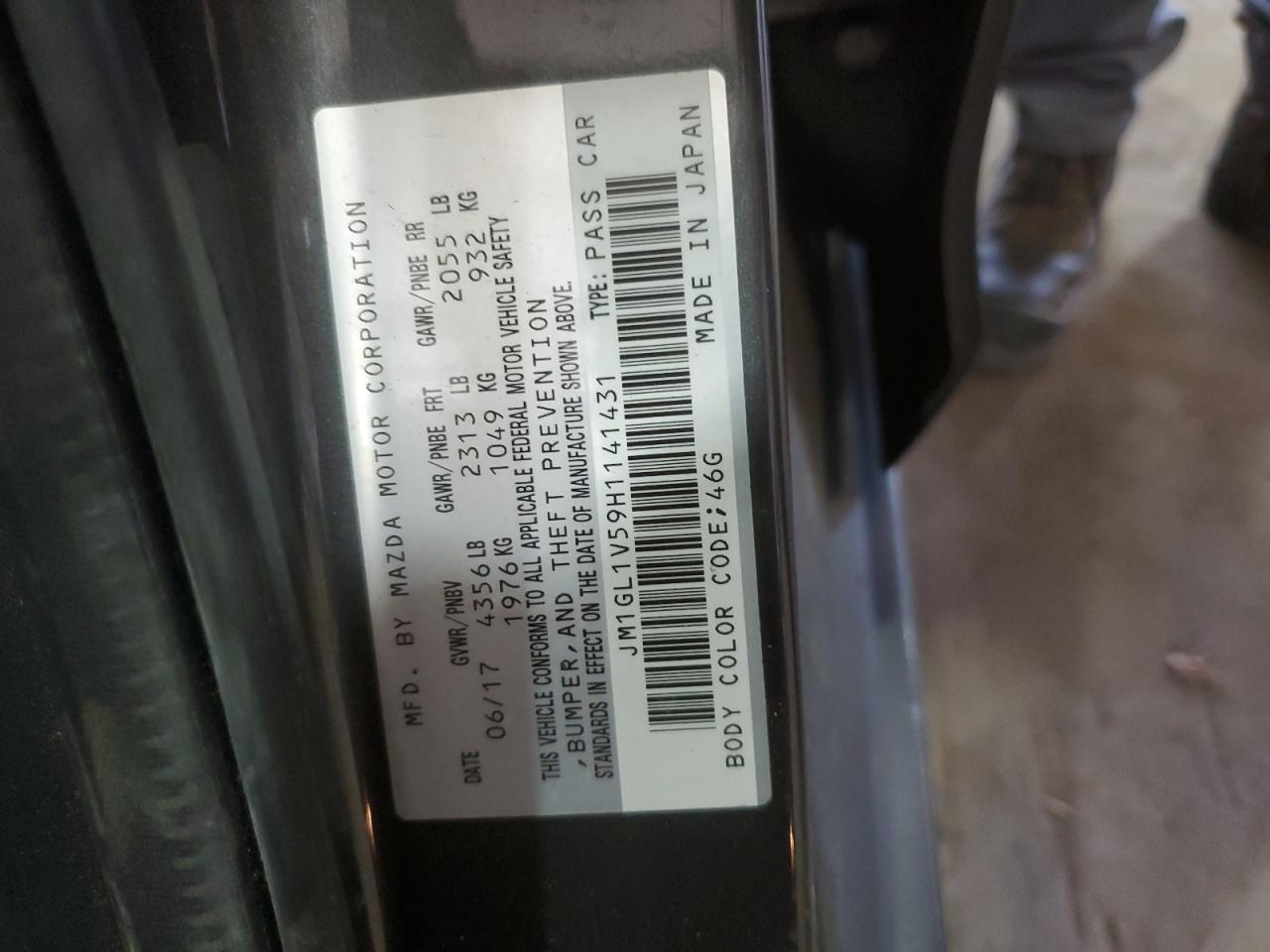 2017 Mazda 6 VIN JM1GL1V59H1141431 Copart auction photo, side damage thumbnail 14
