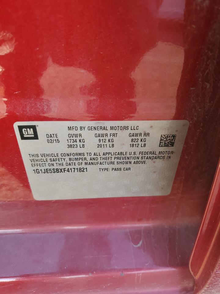 2015 Chevrolet Sonic VIN 1G1JE5SBXF4171821 Copart auction photo, front end damage thumbnail 14