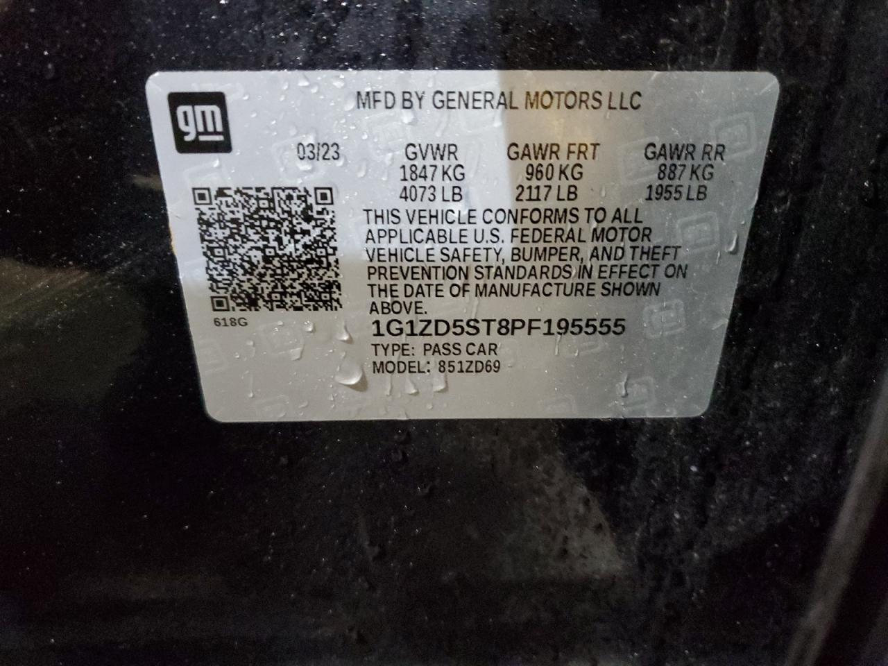 2023 Chevrolet Malibu VIN 1G1ZD5ST8PF195555 Copart auction photo, side / mechanical damage thumbnail 13