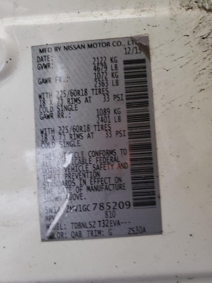 2016 Nissan Rogue VIN 5N1AT2MV1GC785209 Copart auction photo, front end / side damage thumbnail 13