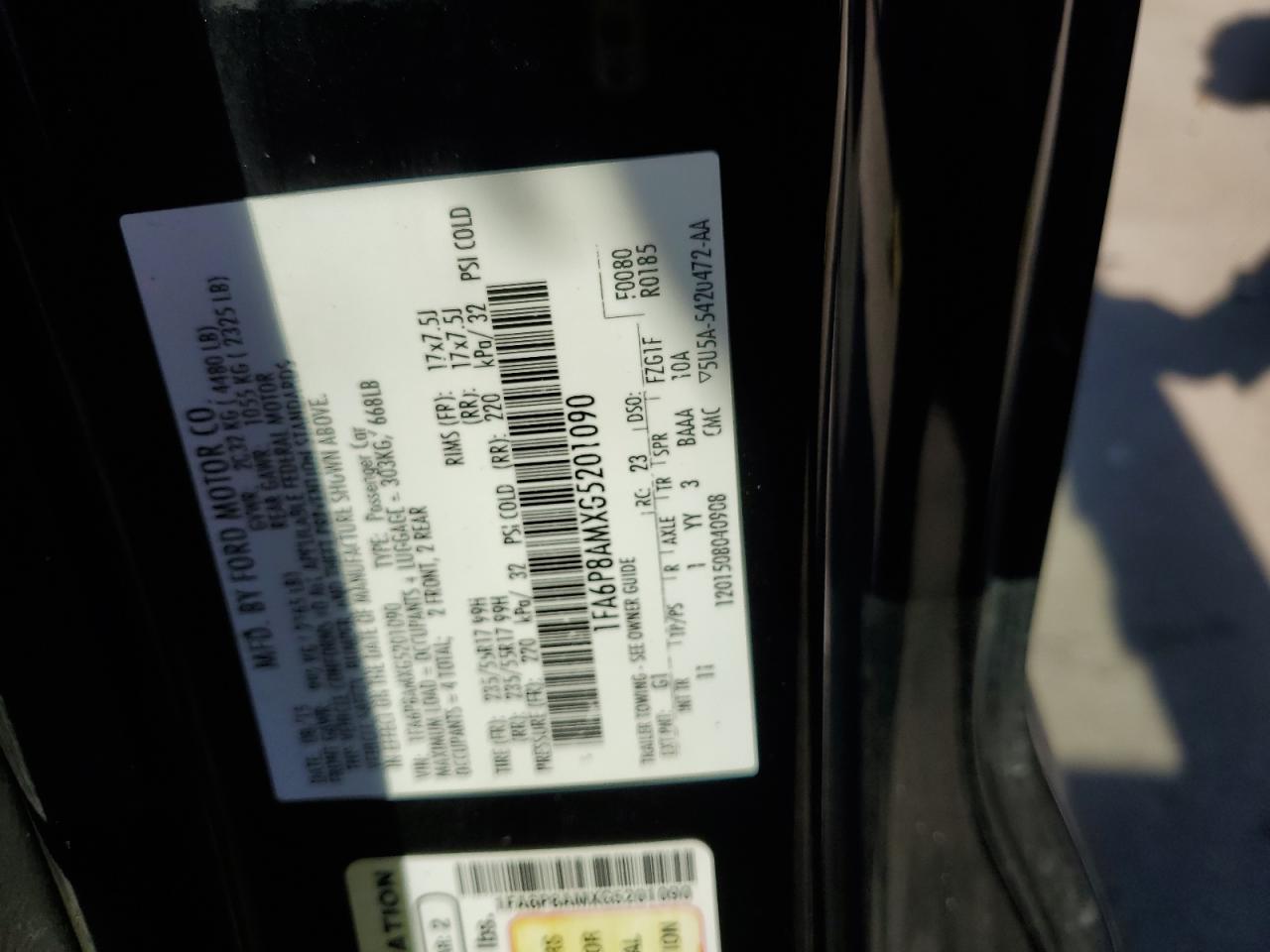 2016 Ford Mustang VIN 1FA6P8AMXG5201090 Copart auction photo, all over / undercarriage damage thumbnail 13
