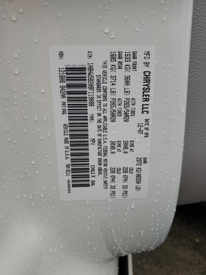 2008 Chrysler Aspen VIN 1A8HW58208F119088 Copart auction photo, front end / undercarriage damage thumbnail 14