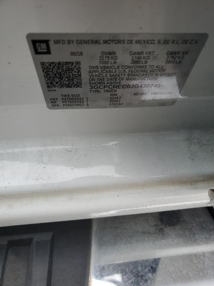 2018 Chevrolet Silverado VIN 3GCPCREC0JG430749 Copart auction photo, all over damage thumbnail 14