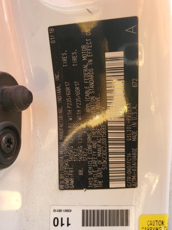 2018 Toyota Sienna VIN 5TDKZ3DC2JS915693 Copart auction photo, all over damage thumbnail 15