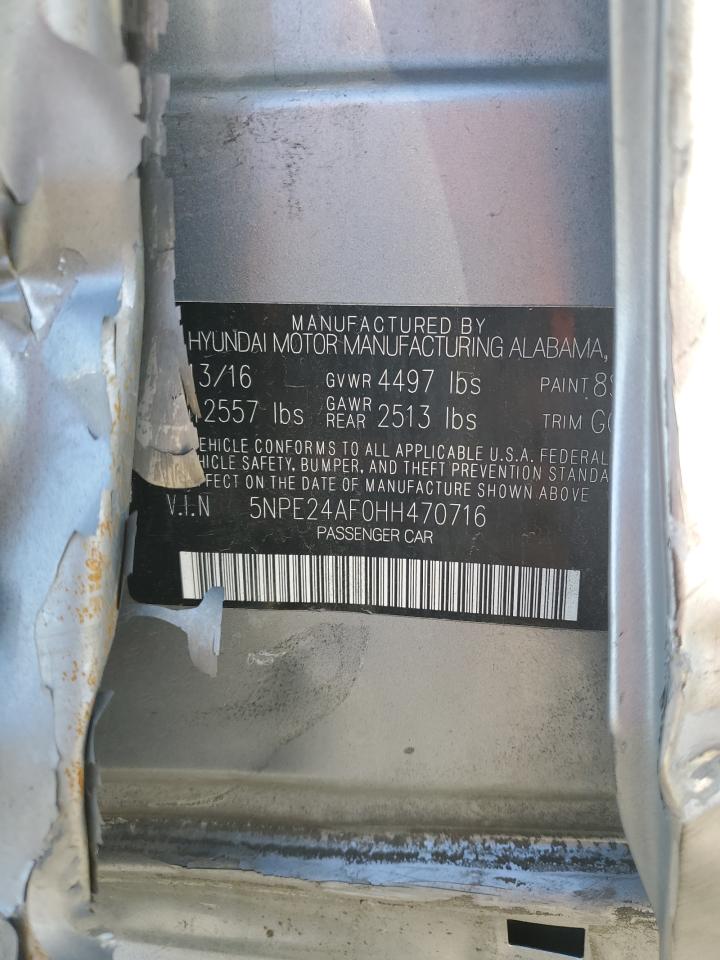 2017 Hyundai Sonata VIN 5NPE24AF0HH470716 Copart auction photo, side / rear end damage thumbnail 13