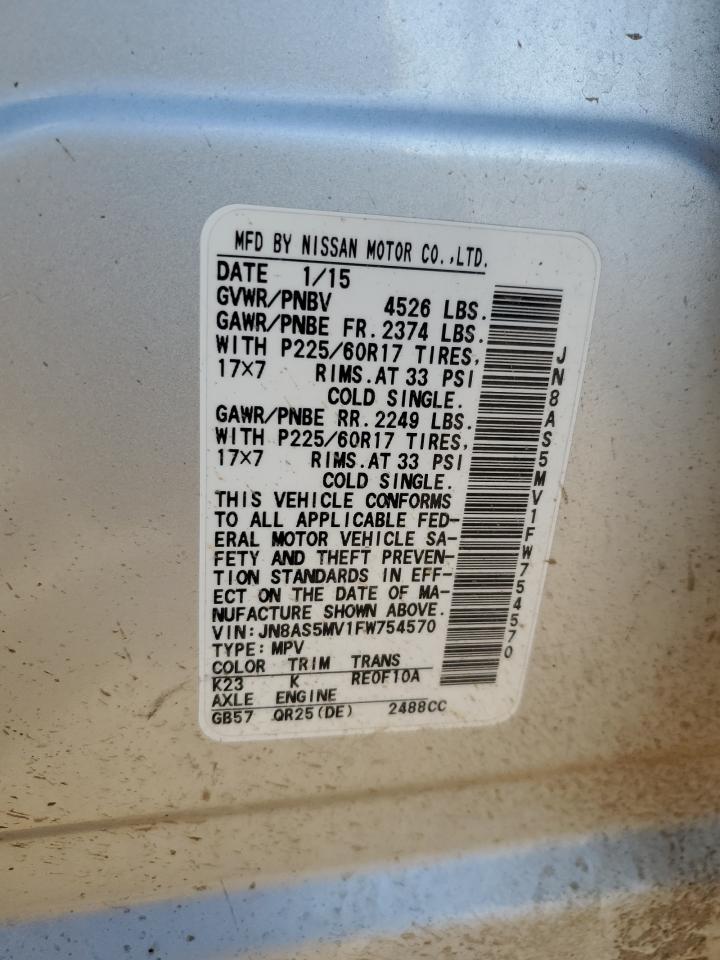2015 Nissan Rogue VIN JN8AS5MV1FW754570 Copart auction photo, front end / undercarriage damage thumbnail 12