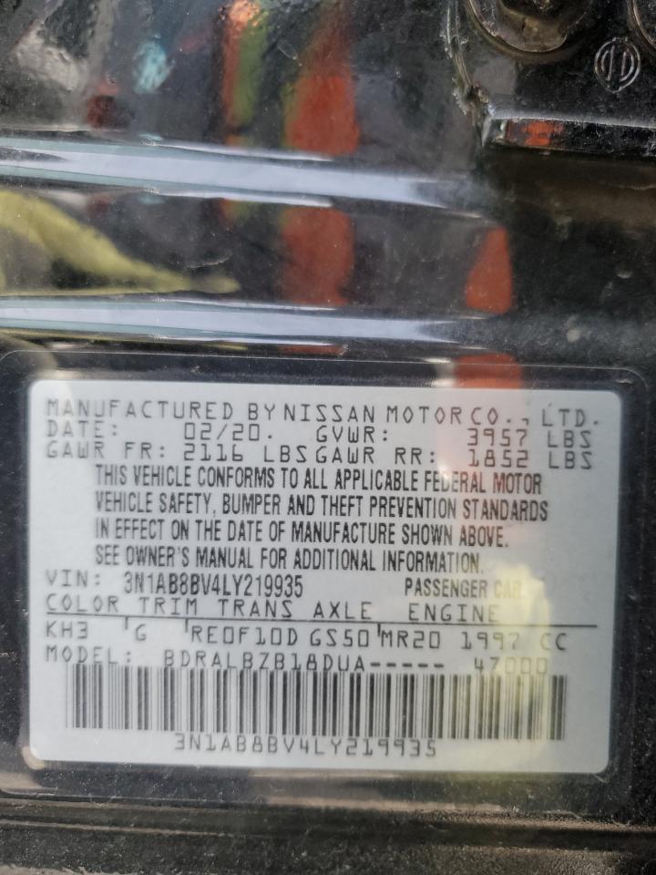 2020 Nissan Sentra VIN 3N1AB8BV4LY219935 Copart auction photo, side / rear end damage thumbnail 15