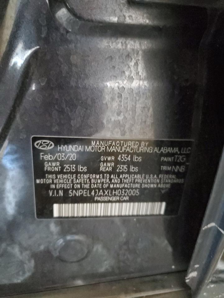 2020 Hyundai Sonata VIN 5NPEL4JAXLH032005 Copart auction photo, rear end / side damage thumbnail 13