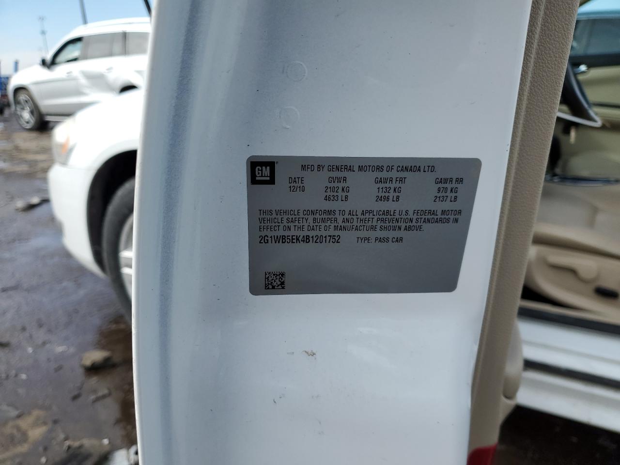 2011 Chevrolet Impala VIN 2G1WB5EK4B1201752 Copart auction photo, all over damage thumbnail 12