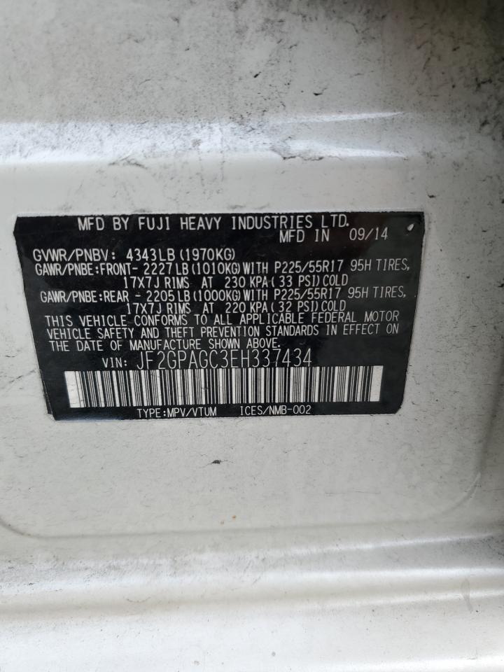 2014 Subaru XV VIN JF2GPAGC3EH337434 Copart auction photo, front end damage thumbnail 14