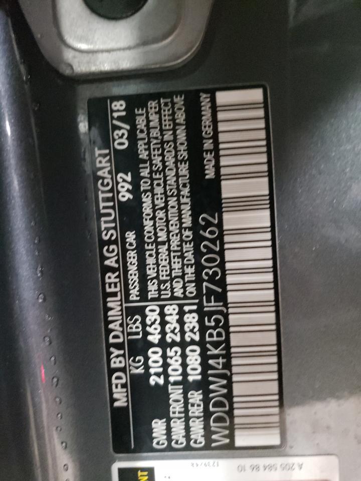 2018 Mercedes-Benz C-klasse VIN WDDWJ4KB5JF730262 Copart auction photo, front end damage thumbnail 12
