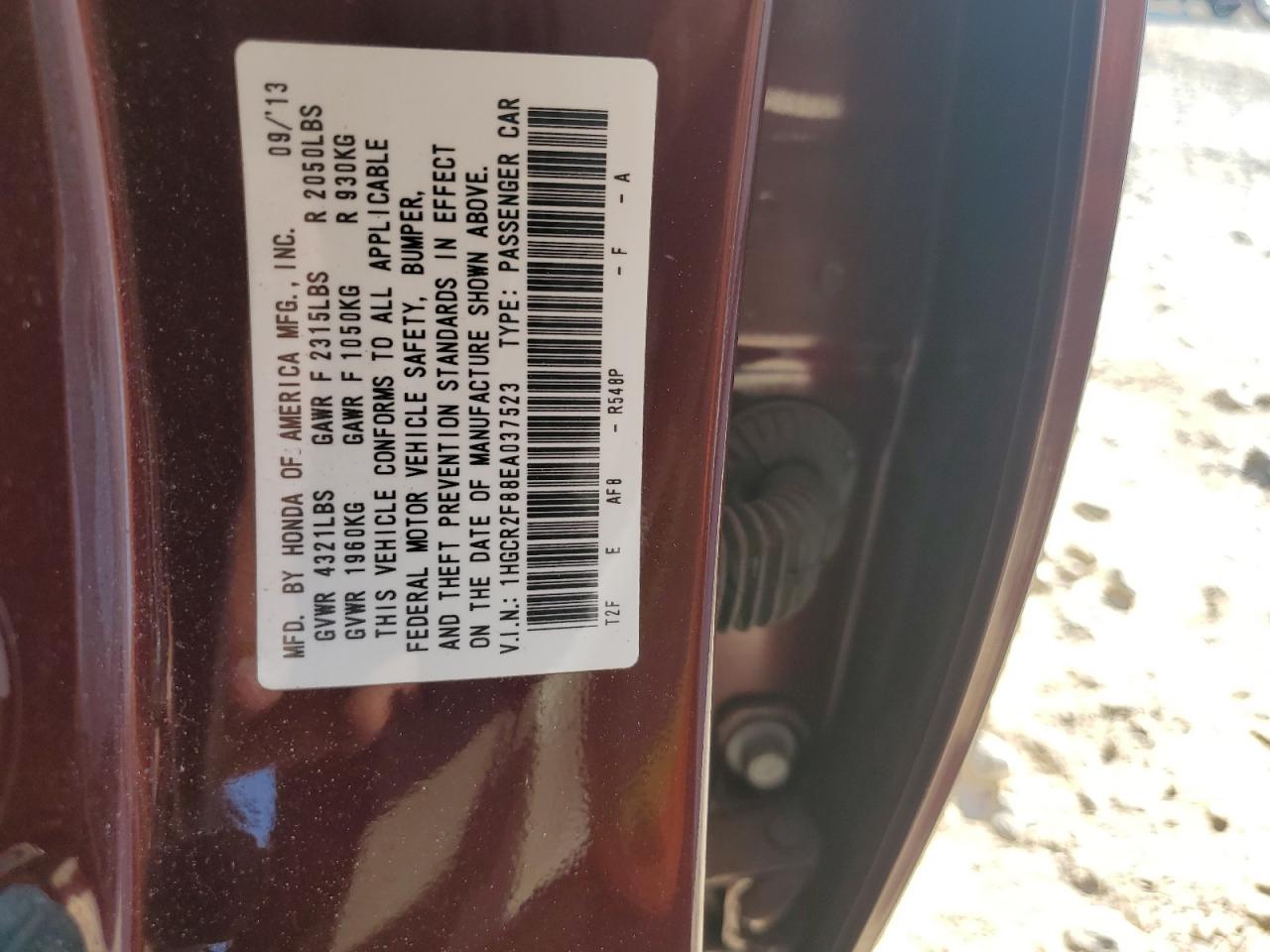 2014 Honda Accord VIN 1HGCR2F88EA037523 Copart auction photo, rear end damage thumbnail 14