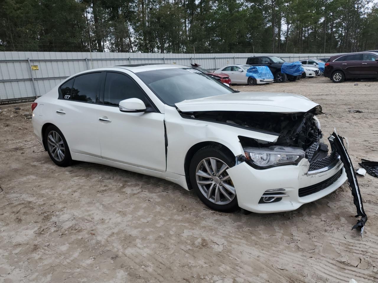 2015 Infiniti Q50 VIN JN1BV7AP1FM334976 Copart auction photo, front end damage thumbnail 4