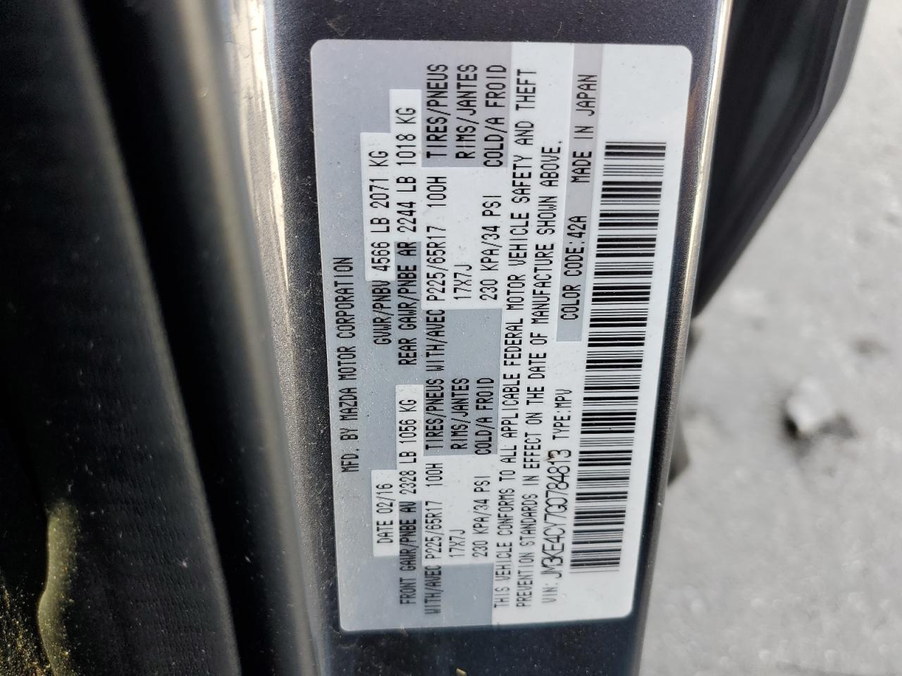 2016 Mazda CX-5 VIN JM3KE4CY7G0784813 Copart auction photo, frame damage / front end damage thumbnail 17