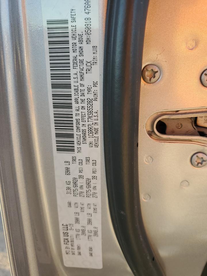 2019 RAM 1500 VIN 1C6RR7LT7KS655282 Copart auction photo, side damage thumbnail 15