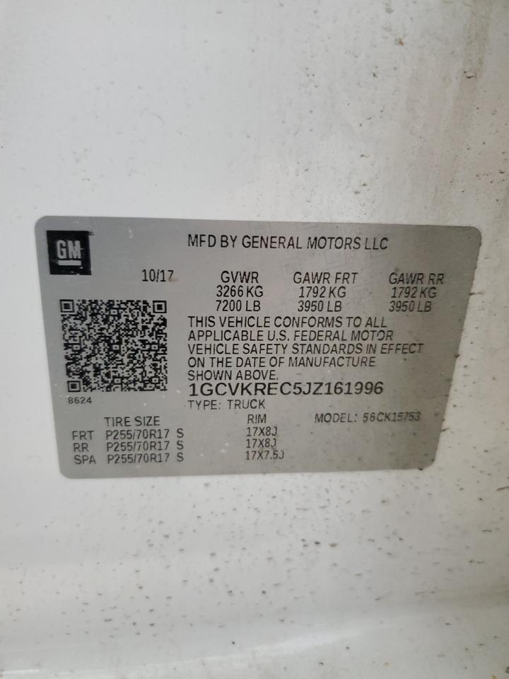 2018 Chevrolet Silverado VIN 1GCVKREC5JZ161996 Copart auction photo, rear end / hail damage thumbnail 13