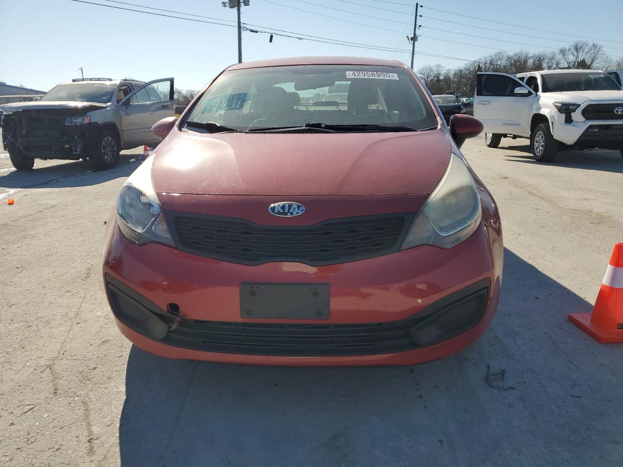 2013 KIA Rio VIN KNADM4A33D6137858 Copart auction photo, side damage thumbnail 5