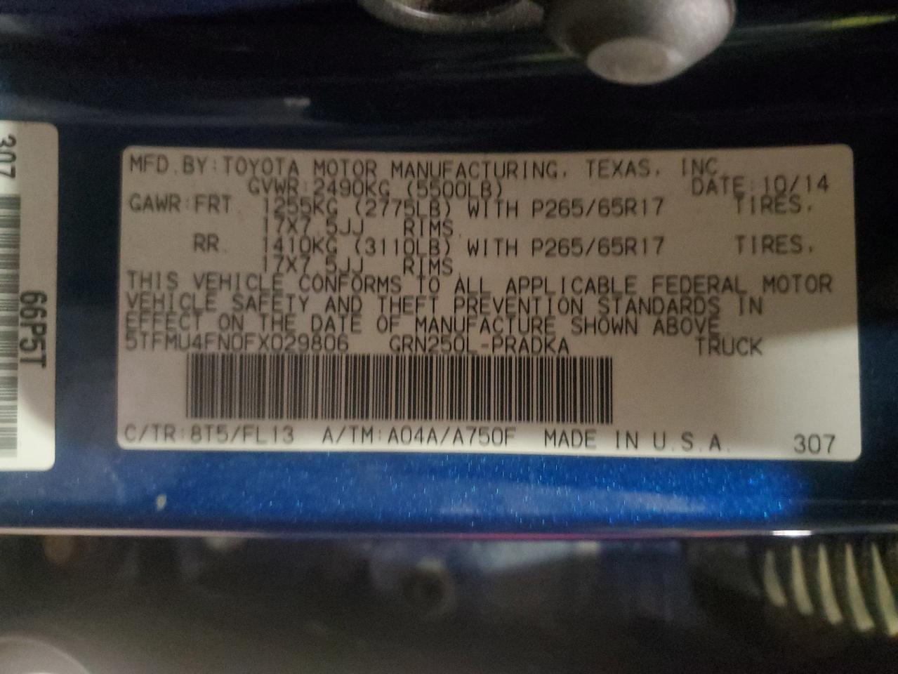 2015 Toyota Tacoma VIN 5TFMU4FN0FX029806 Copart auction photo, front end / undercarriage damage thumbnail 12