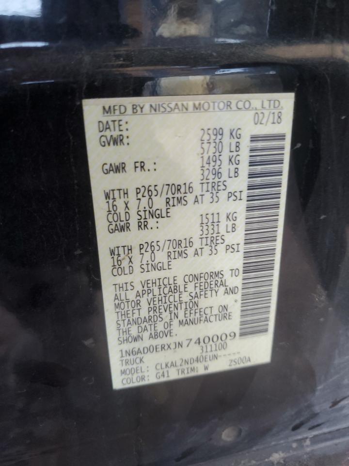 2018 Nissan Navara (Frontier) VIN 1N6AD0ERXJN740009 Copart auction photo, burn - engine damage thumbnail 12