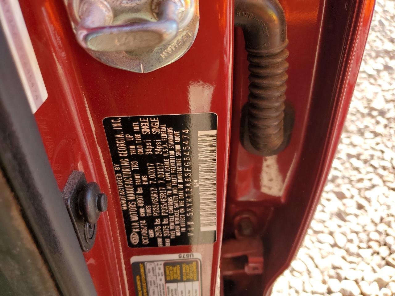 2015 KIA Sorento VIN 5XYKT3A63FG645474 Copart auction photo, front end damage thumbnail 12