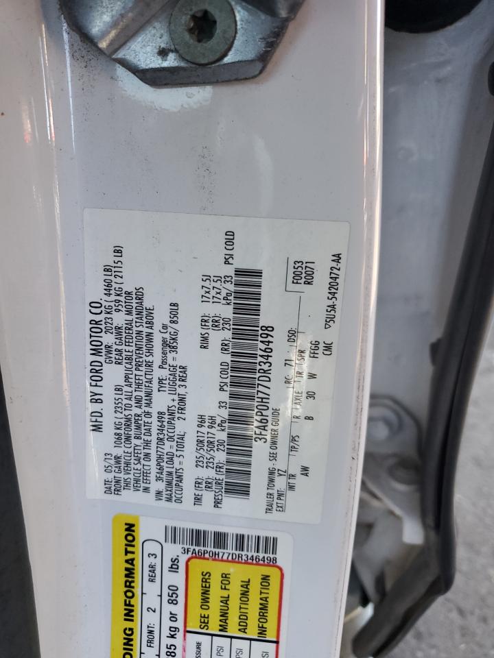2013 Ford Fusion VIN 3FA6P0H77DR346498 Copart auction photo, all over damage thumbnail 12