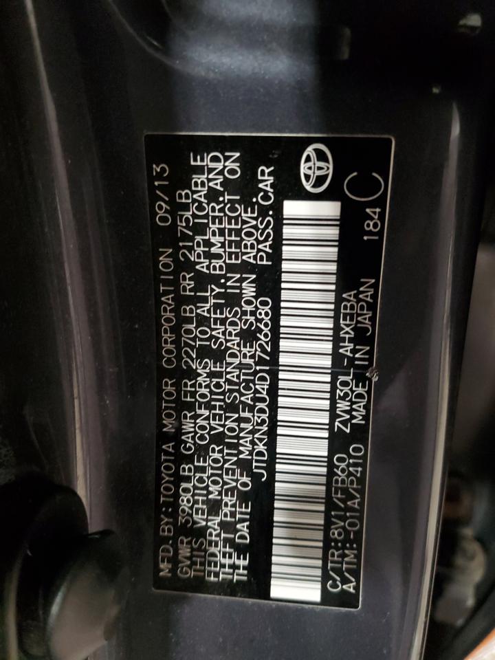 2013 Toyota Prius VIN JTDKN3DU4D1726680 Copart auction photo, front end damage thumbnail 13