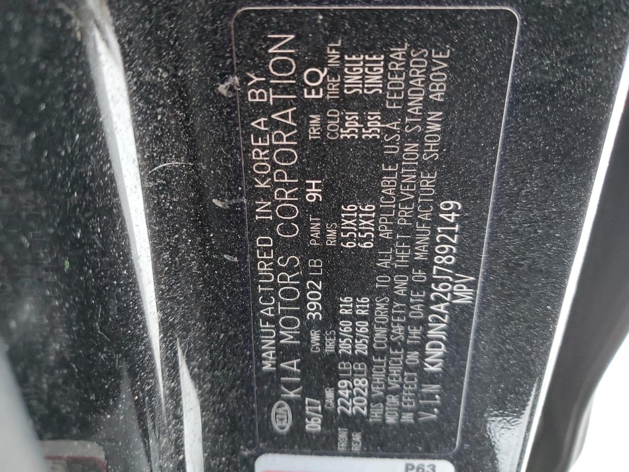 2018 KIA Soul VIN KNDJN2A26J7892149 Copart auction photo, all over damage thumbnail 13