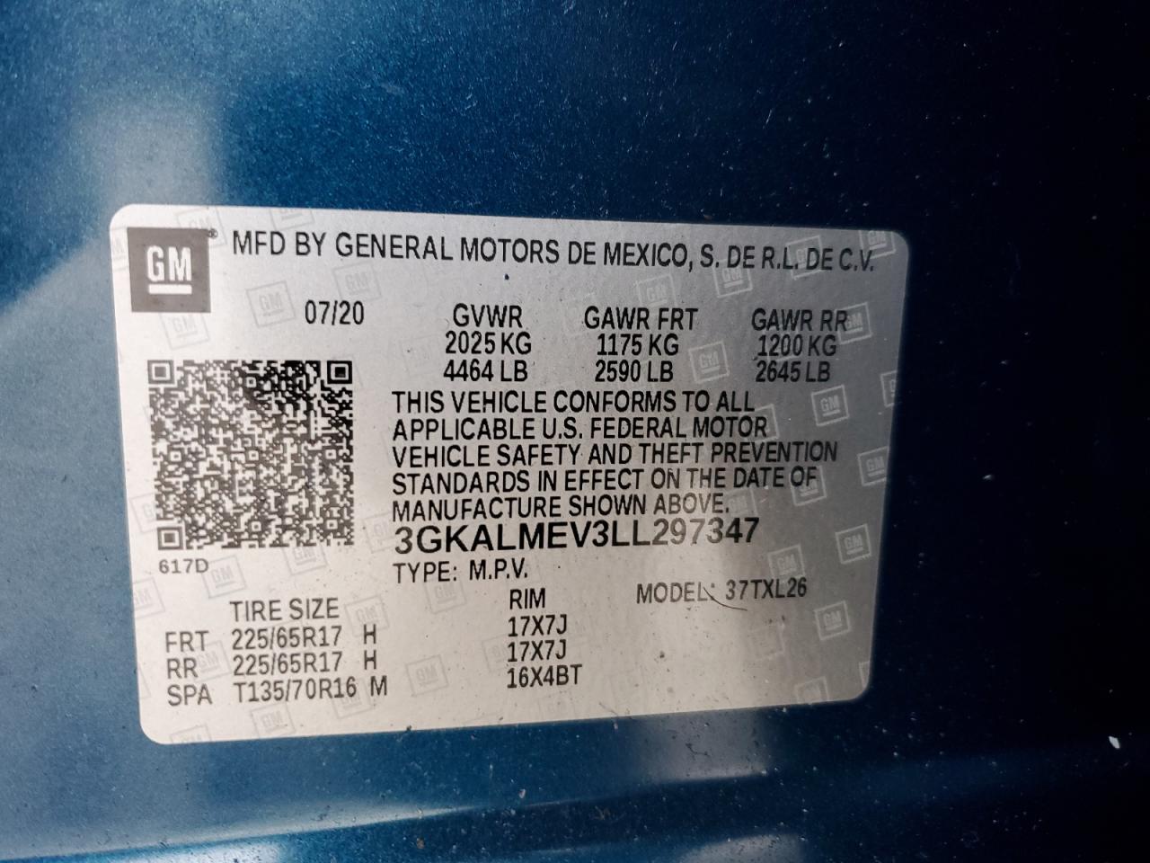 2020 GMC Terrain VIN 3GKALMEV3LL297347 Copart auction photo, front end / side damage thumbnail 13