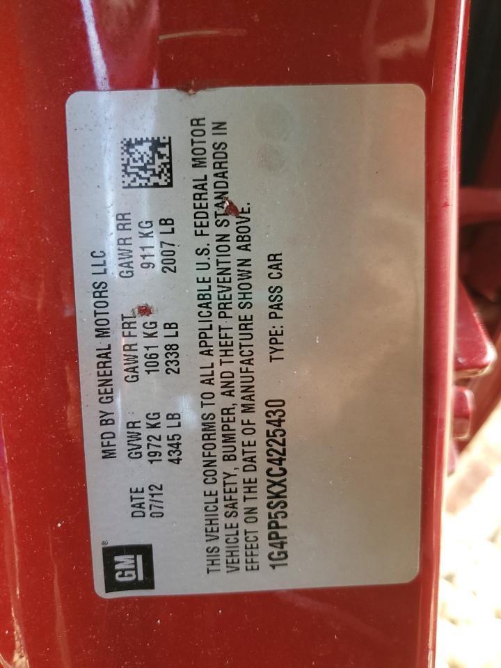 2012 Buick Verano VIN 1G4PP5SKXC4225430 Copart auction photo, rear end / side damage thumbnail 14