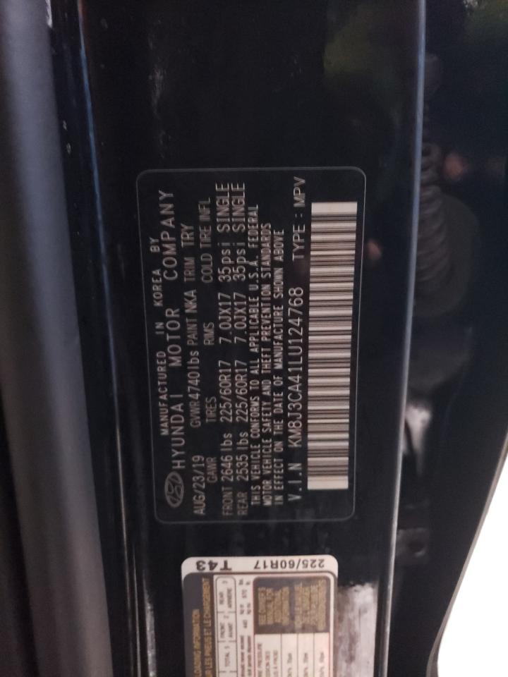 2020 Hyundai Tucson VIN KM8J3CA41LU124768 Copart auction photo, rear end / side damage thumbnail 15