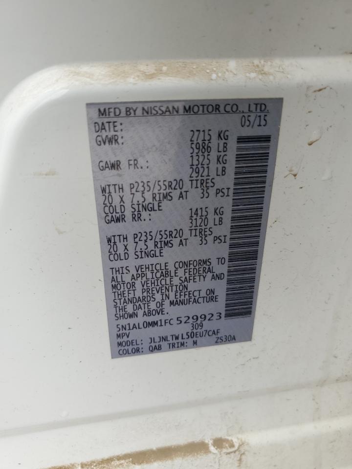 2015 Infiniti QX60 VIN 5N1AL0MM1FC529923 Copart auction photo, front end damage thumbnail 13
