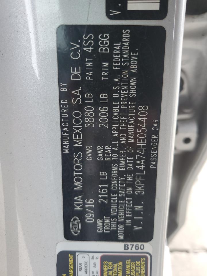 2017 KIA Forte VIN 3KPFL4A74HE054408 Copart auction photo, mechanical damage thumbnail 12