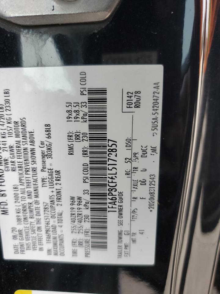 2020 Ford Mustang VIN 1FA6P8CF6L5172857 Copart auction photo, front end / rear end damage thumbnail 14