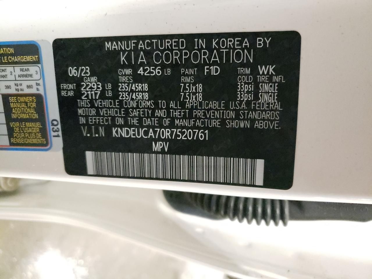 2024 KIA Seltos VIN KNDEUCA70R7520761 Copart auction photo, side / rear end damage thumbnail 13