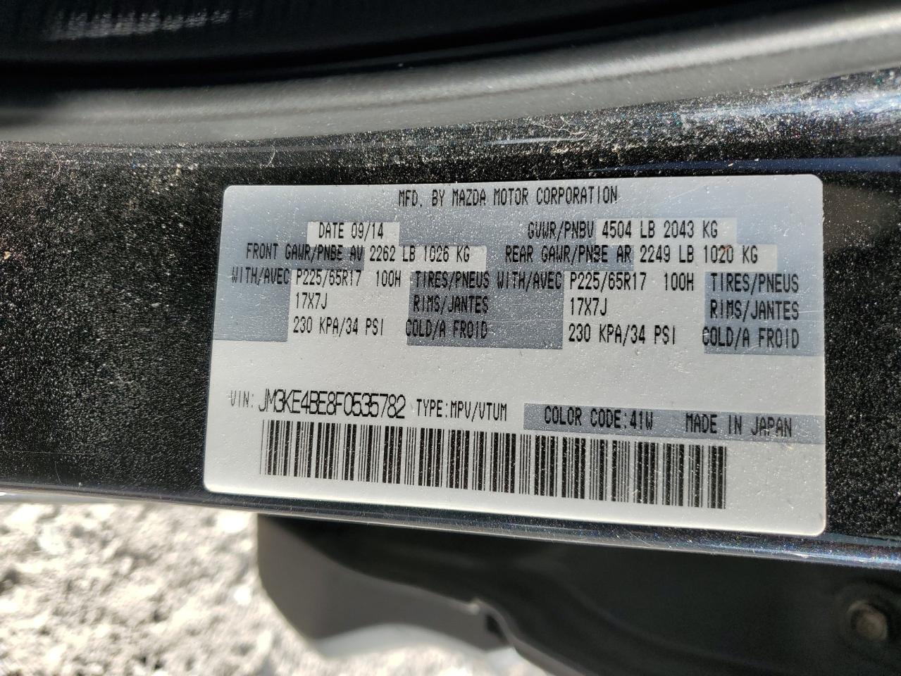 2015 Mazda CX-5 VIN JM3KE4BE8F0535782 Copart auction photo, front end damage thumbnail 13