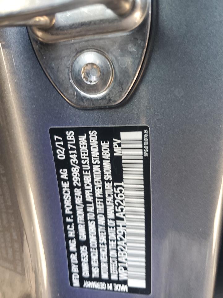 2017 Porsche Cayenne VIN WP1AB2A29HLA52651 Copart auction photo, all over damage thumbnail 12