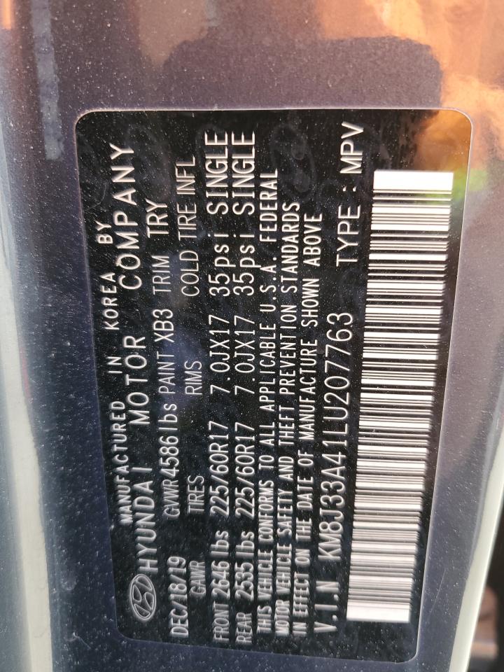 2020 Hyundai Tucson VIN KM8J33A41LU207763 Copart auction photo, vandalism damage thumbnail 13