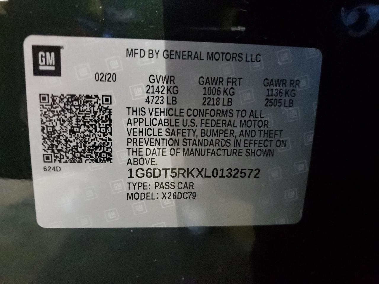 2020 Cadillac CT5 VIN 1G6DT5RKXL0132572 Copart auction photo, front end / side damage thumbnail 12