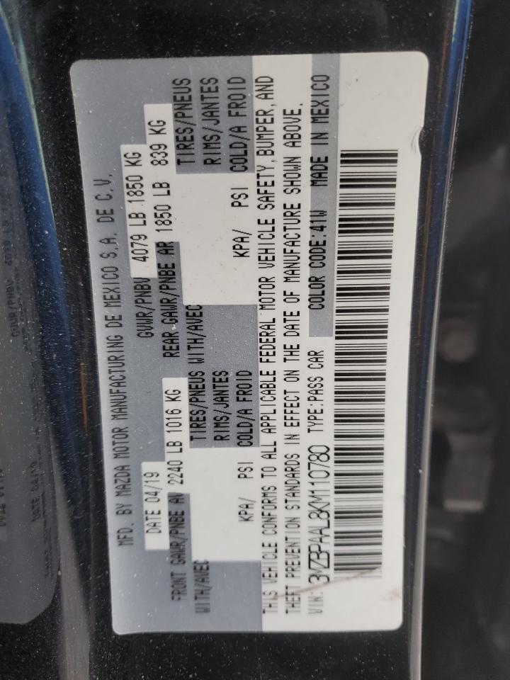 2019 Mazda 3 VIN 3MZBPAAL8KM110780 Copart auction photo, front end / side damage thumbnail 13