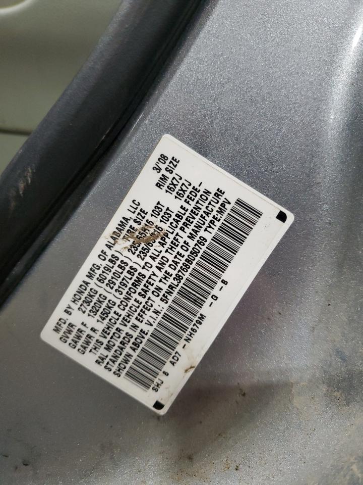 2008 Honda Odyssey VIN 5FNRL38768B050769 Copart auction photo, front end / rear end damage thumbnail 13