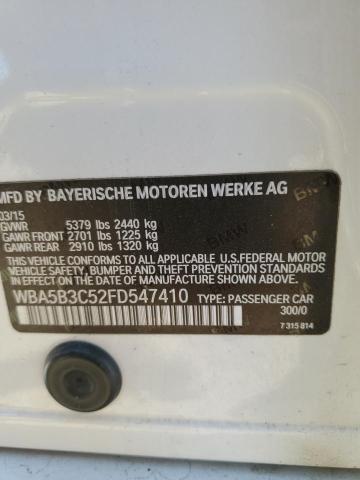 2015 BMW 5er VIN WBA5B3C52FD547410 Copart auction photo, front end damage thumbnail 12