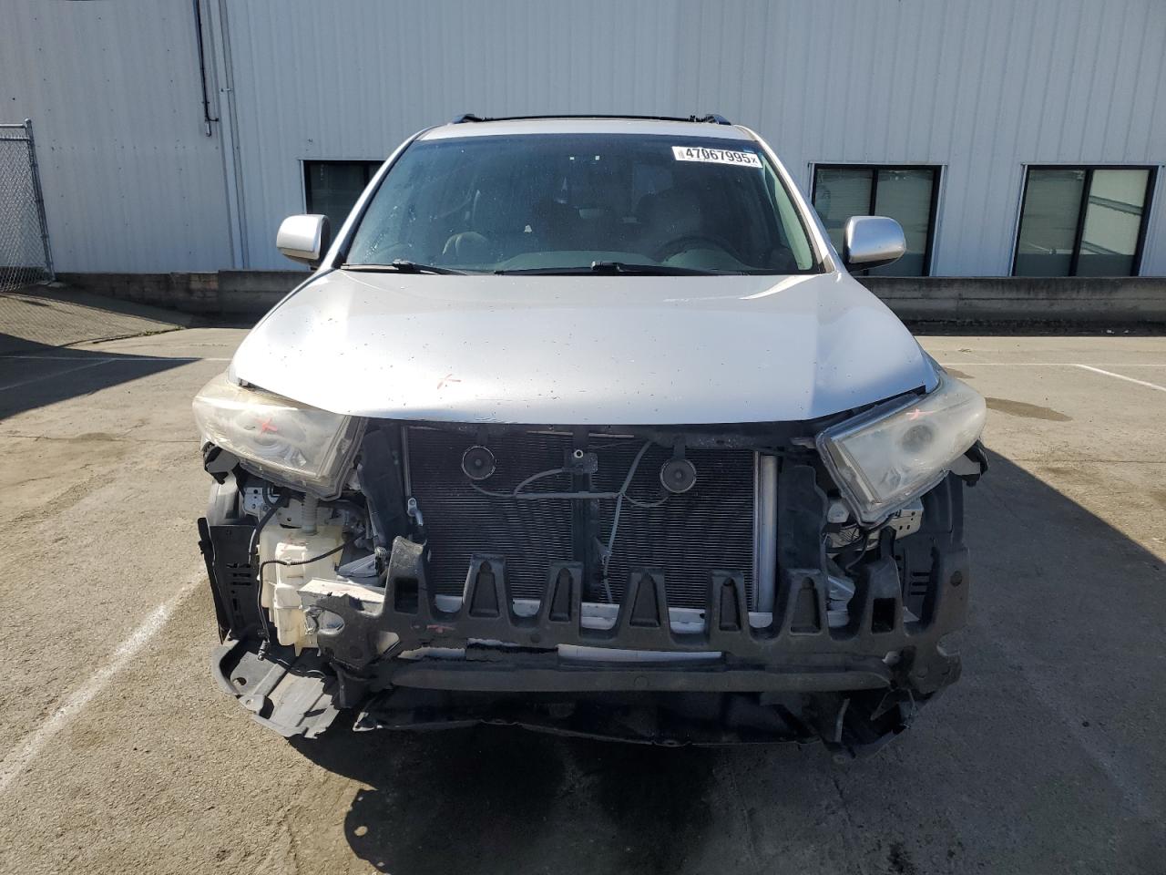 2013 Toyota Highlander VIN 5TDZK3EH5DS116444 Copart auction photo, front end damage thumbnail 5