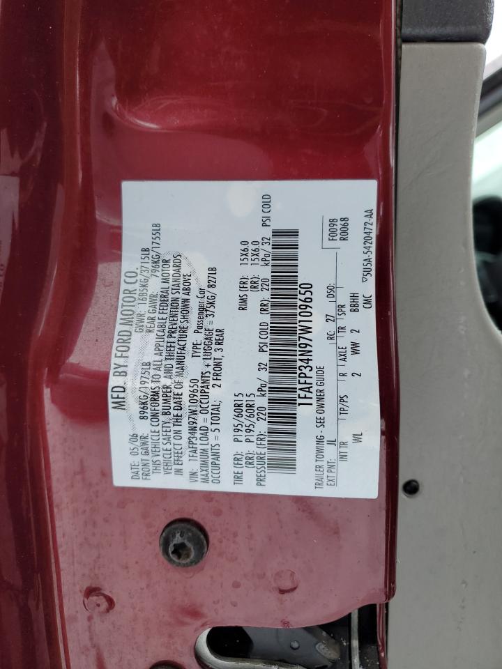 2007 Ford Focus VIN 1FAFP34N97W109650 Copart auction photo, front end / rear end damage thumbnail 13