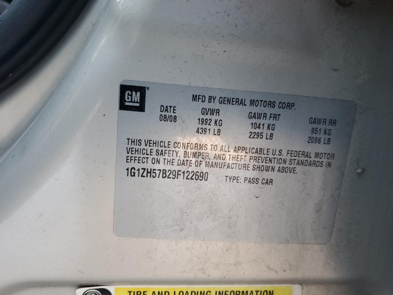 2009 Chevrolet Malibu VIN 1G1ZH57B29F122690 Copart auction photo, rear end / front end damage thumbnail 14