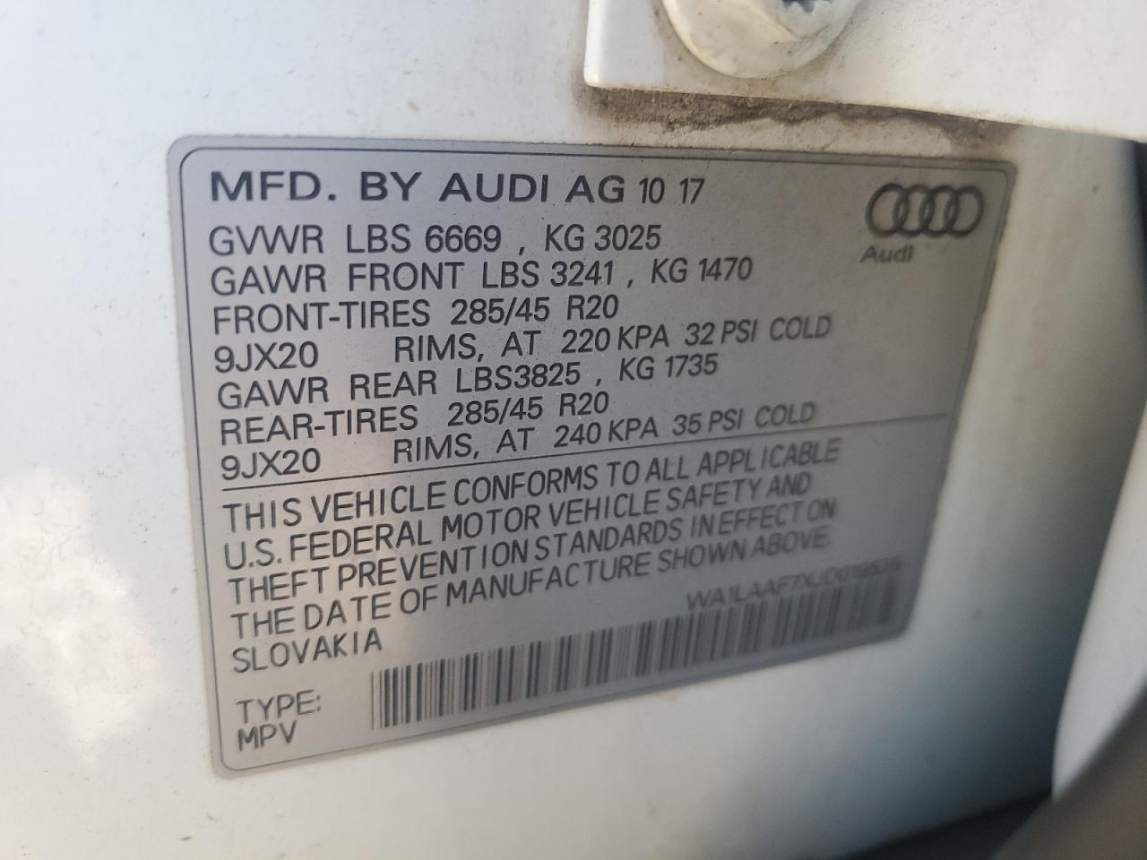 2018 Audi Q7 VIN WA1LAAF7XJD019535 Copart auction photo, rear end damage thumbnail 13