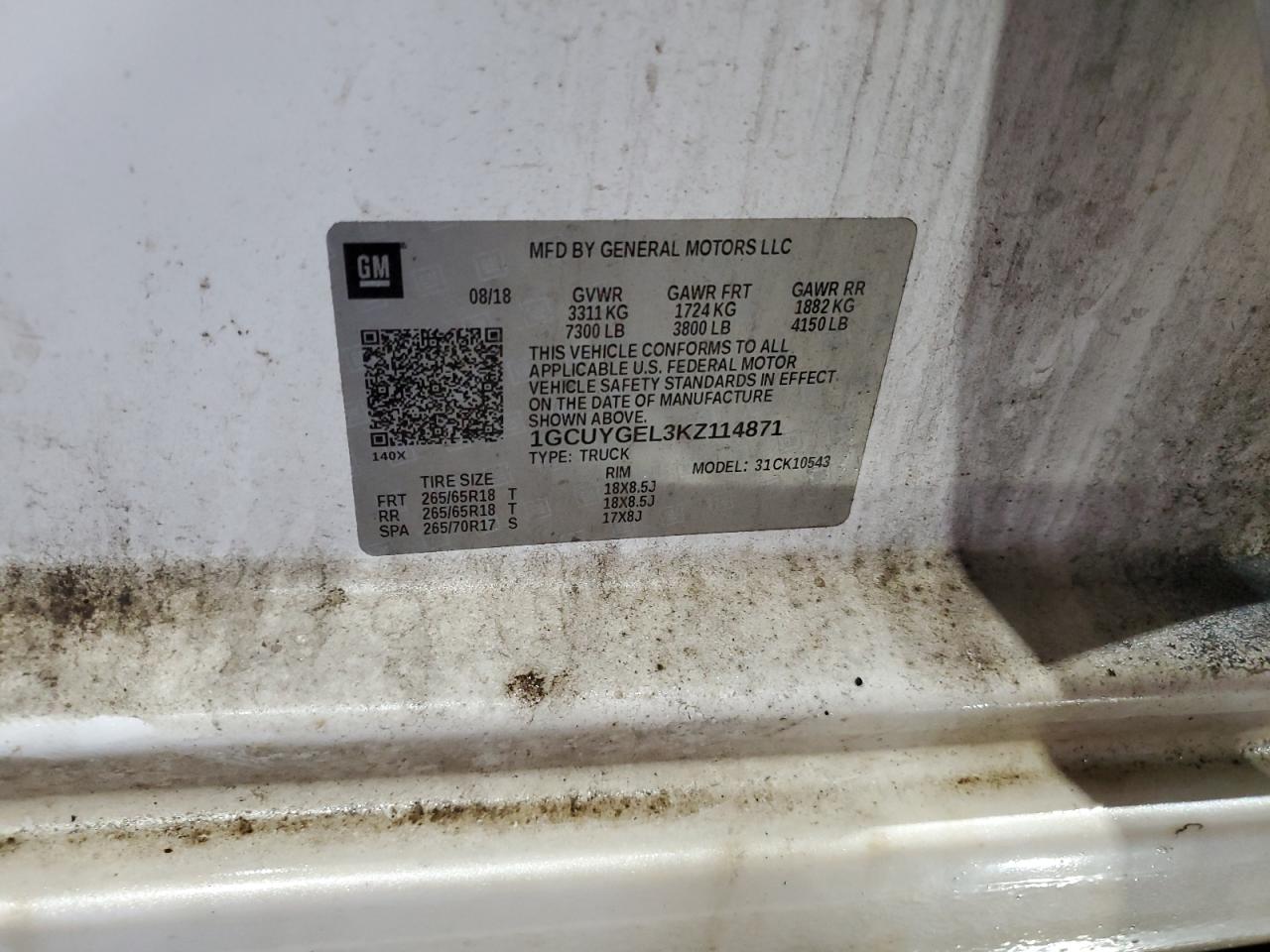 2019 Chevrolet Silverado VIN 1GCUYGEL3KZ114871 Copart auction photo, front end damage thumbnail 12