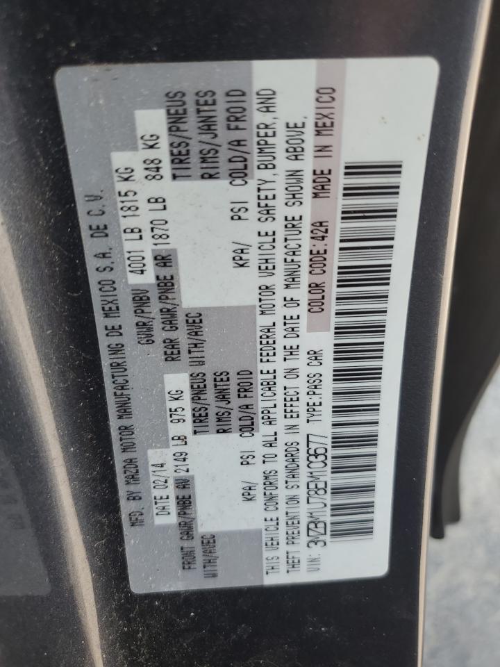 2014 Mazda 3 VIN 3MZBM1U78EM103677 Copart auction photo, front end / side damage thumbnail 14