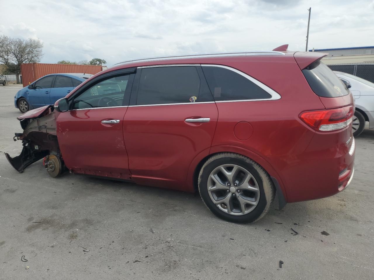 2018 KIA Sorento VIN 5XYPK4A55JG380796 Copart auction photo, front end / side damage thumbnail 2